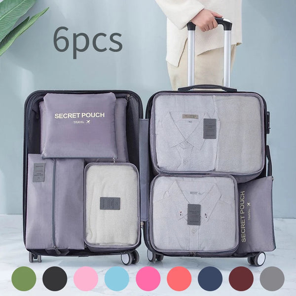 Set de 6 Sacs de Rangement de Voyage – Organisation Élégante et Imperméable pour Vêtements et Accessoires