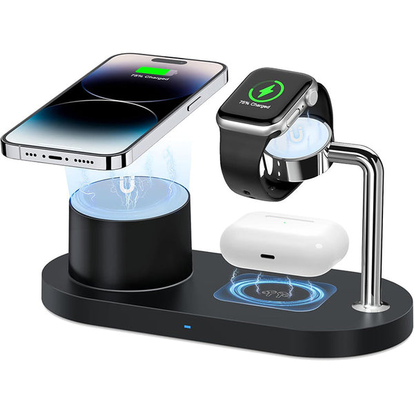 Chargeur Sans Fil 3-en-1 à Succion Magnétique MagSafe – 15W Ultra-Rapide – Compatible Apple iPhone, AirPods et Apple Watch