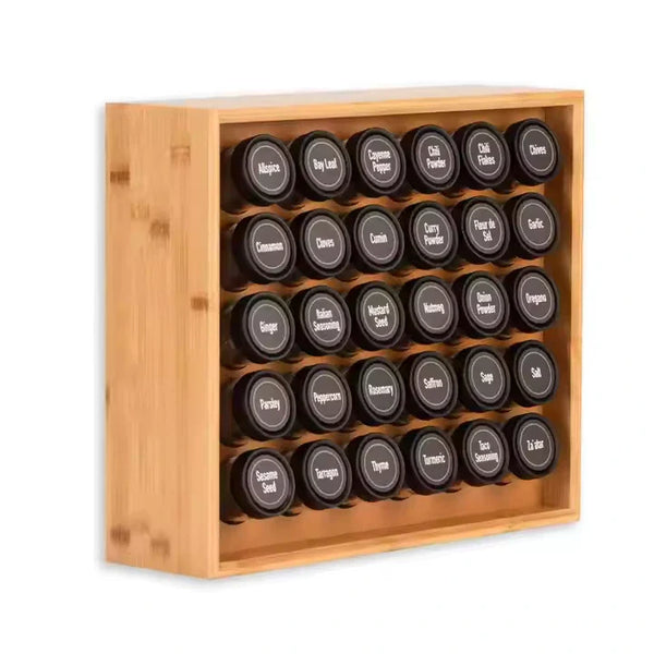 Coffret de rangement en bois pour 30 bouteilles de condiments et d'épices