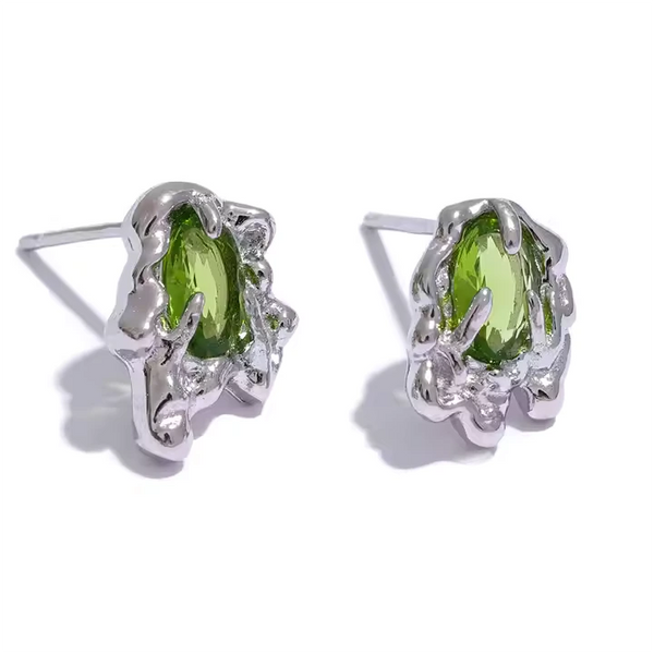 JINYOU-Boucles d'oreilles géométriques en argent sterling avec zircon cubique vert pour femmes, bijoux délicats de luxe à la mode, cadeau de fête