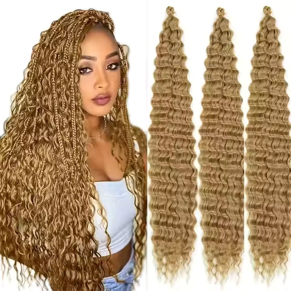 Cheveux de Tressage Synthétiques à Vague Profonde - Extension Boho Bouclée 30 Pouces